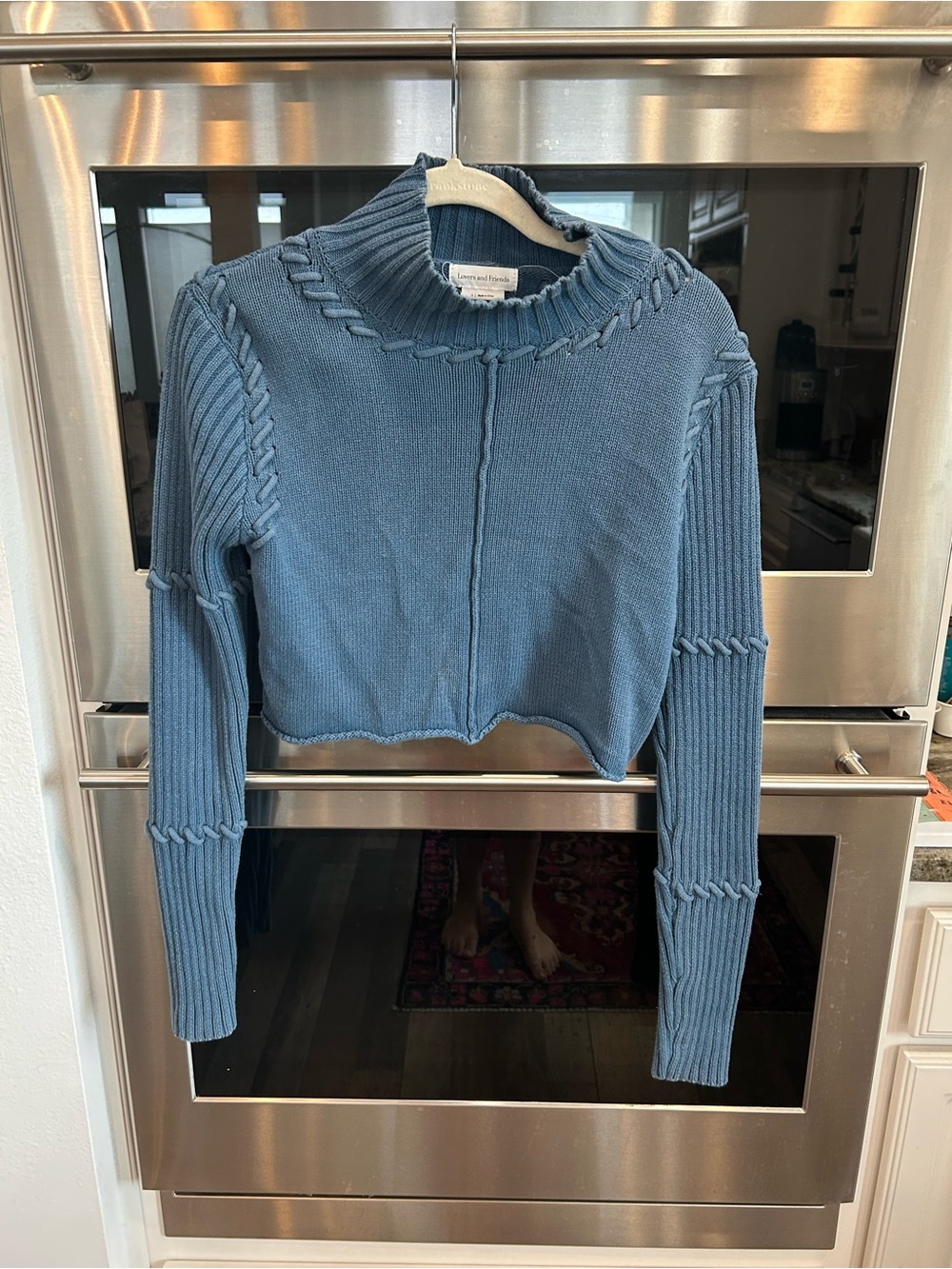 Lovers + Friends Cropped Cable-Trim Sweater size S has wear